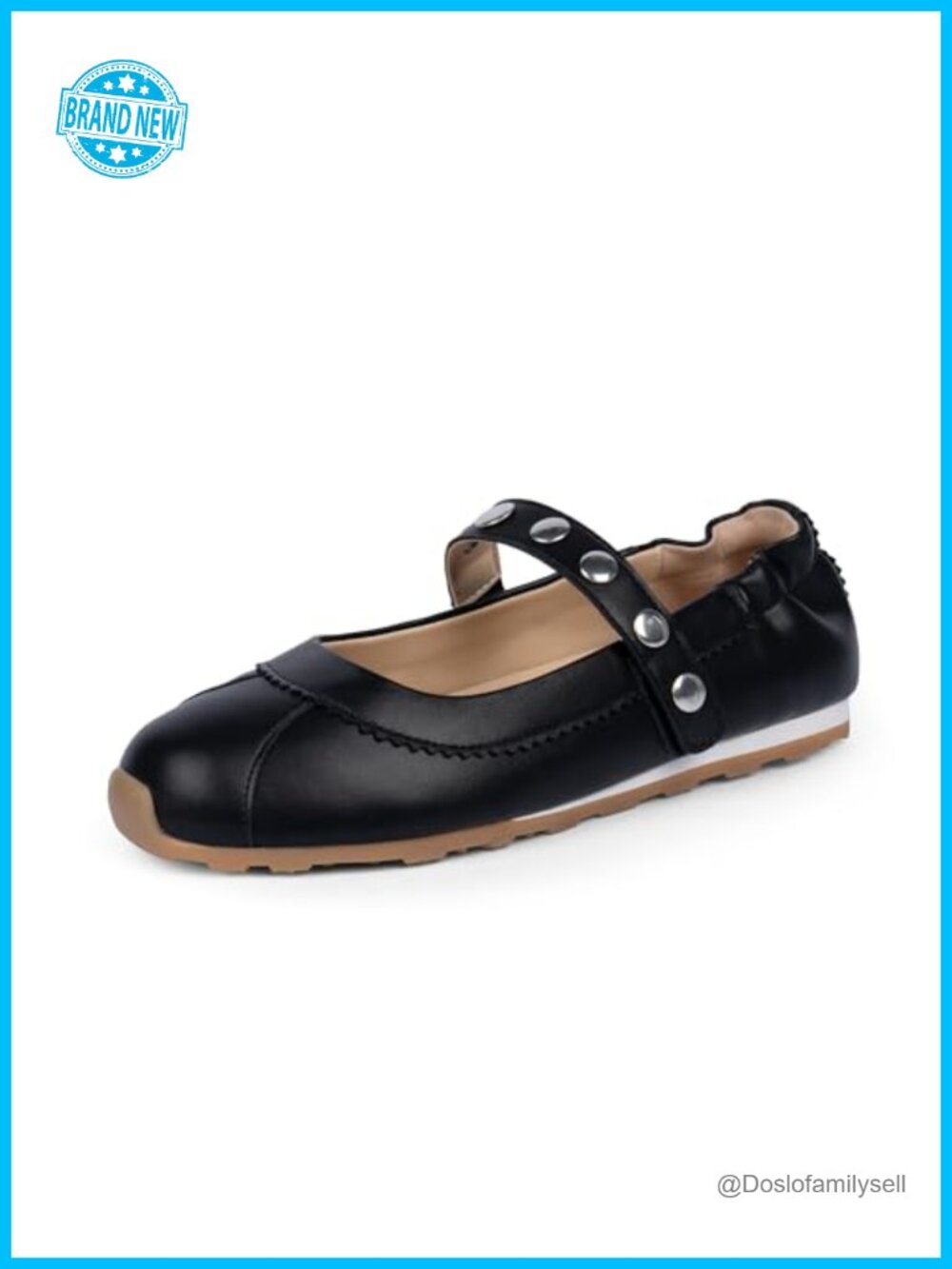 Mary Jane Sneaker Flats Faux Leather Round Toe Adjustable Strap Women